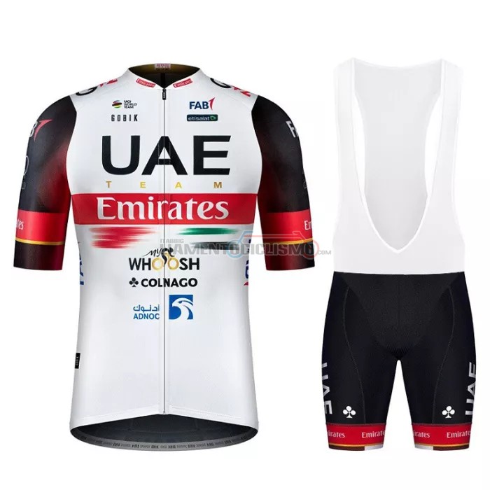 Abbigliamento Ciclismo UAE Manica Corta 2022 Nero Bianco Rosso